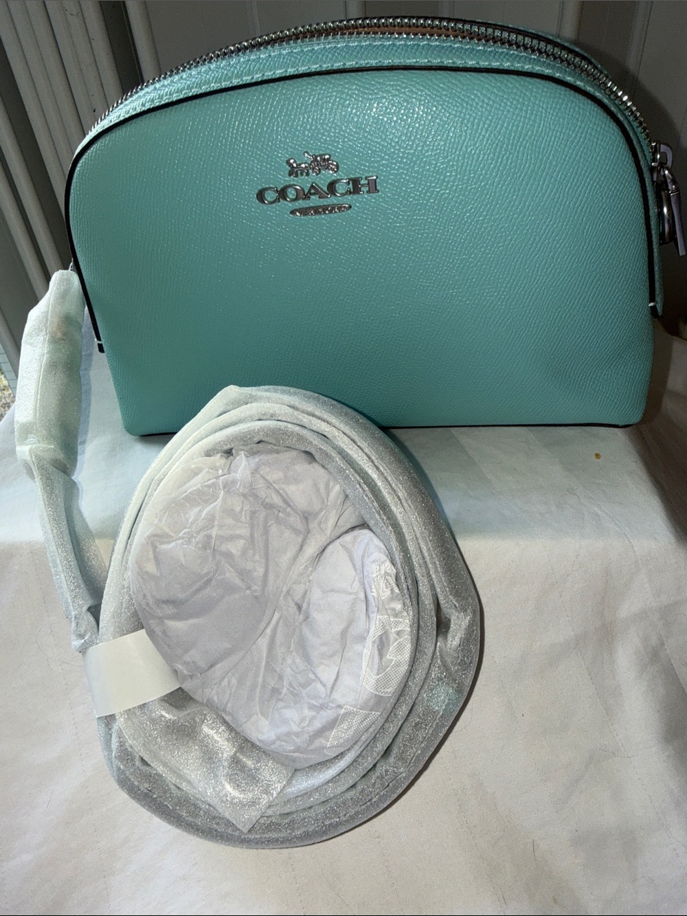 NWOT - Coach Pebbled Dome Crossbody Bag in Teal Mint Green color.